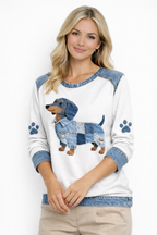Blanca | Camiseta manga larga pet denim