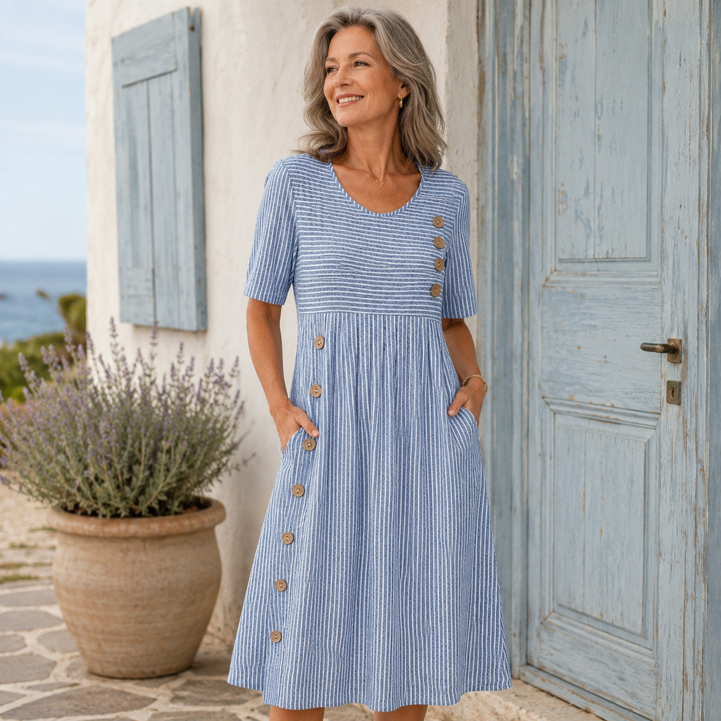 Laura | Vestido Midi a Rayas