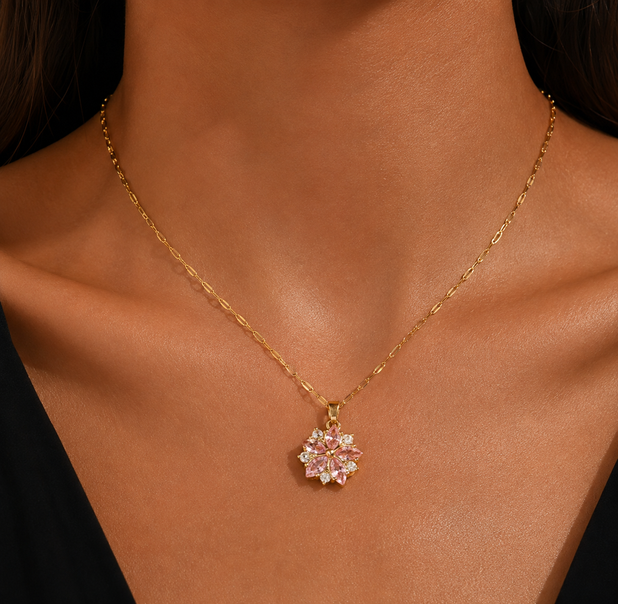 Collar Romántico «Sakura rosa» de Acero Inoxidable