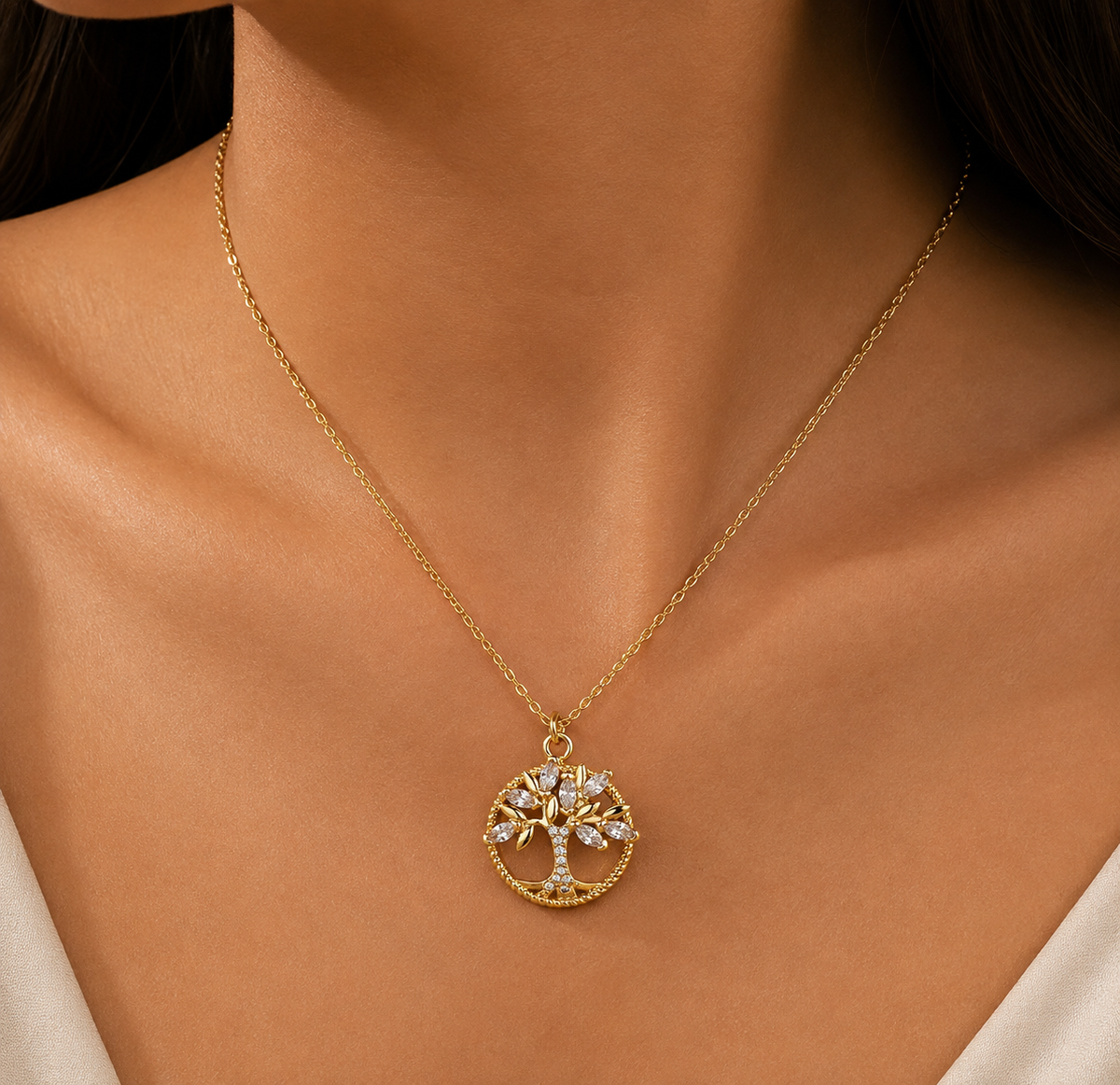 Collar «Árbol de la vida» de Oro con Circonitas