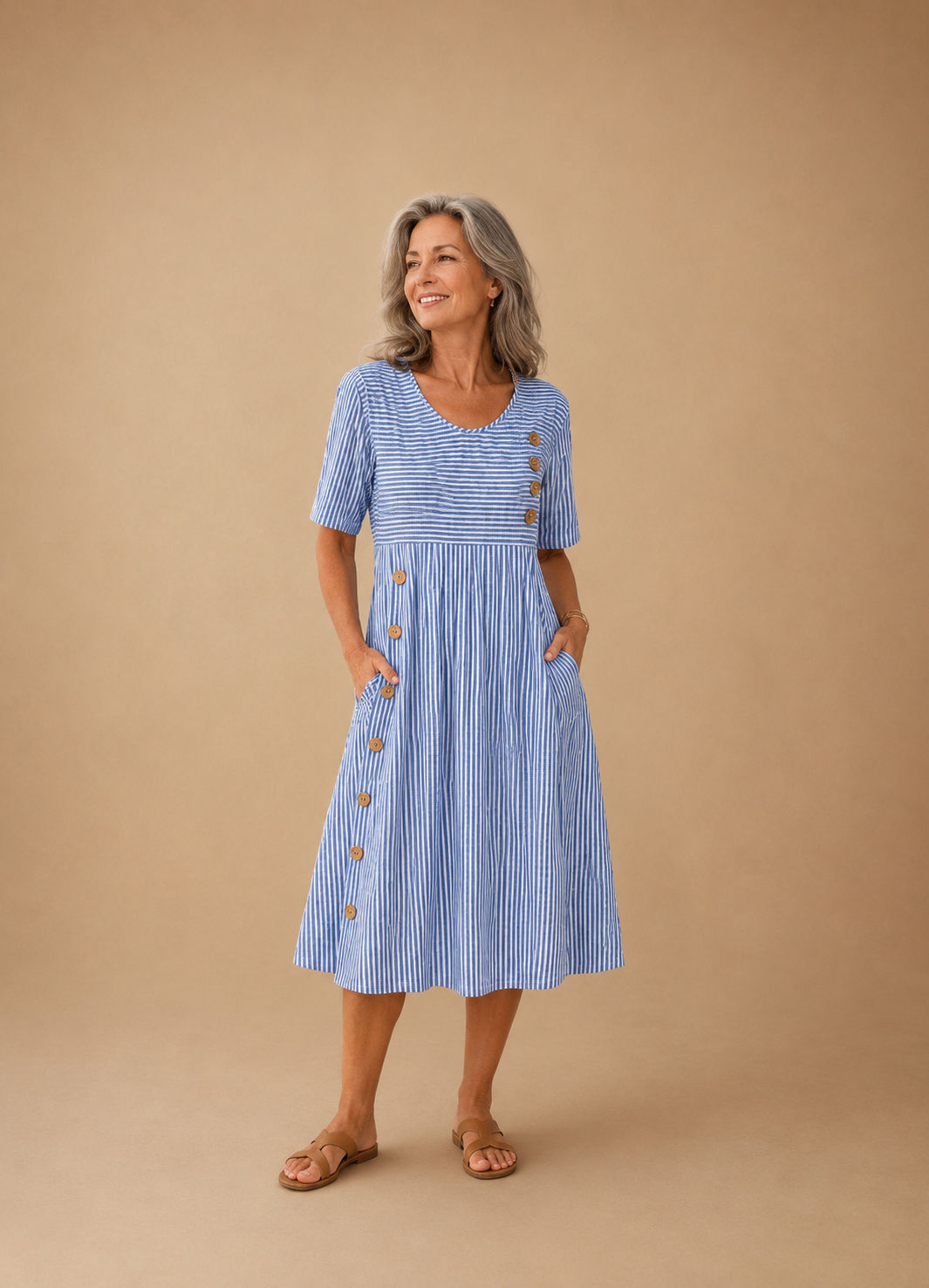Laura | Vestido Midi a Rayas