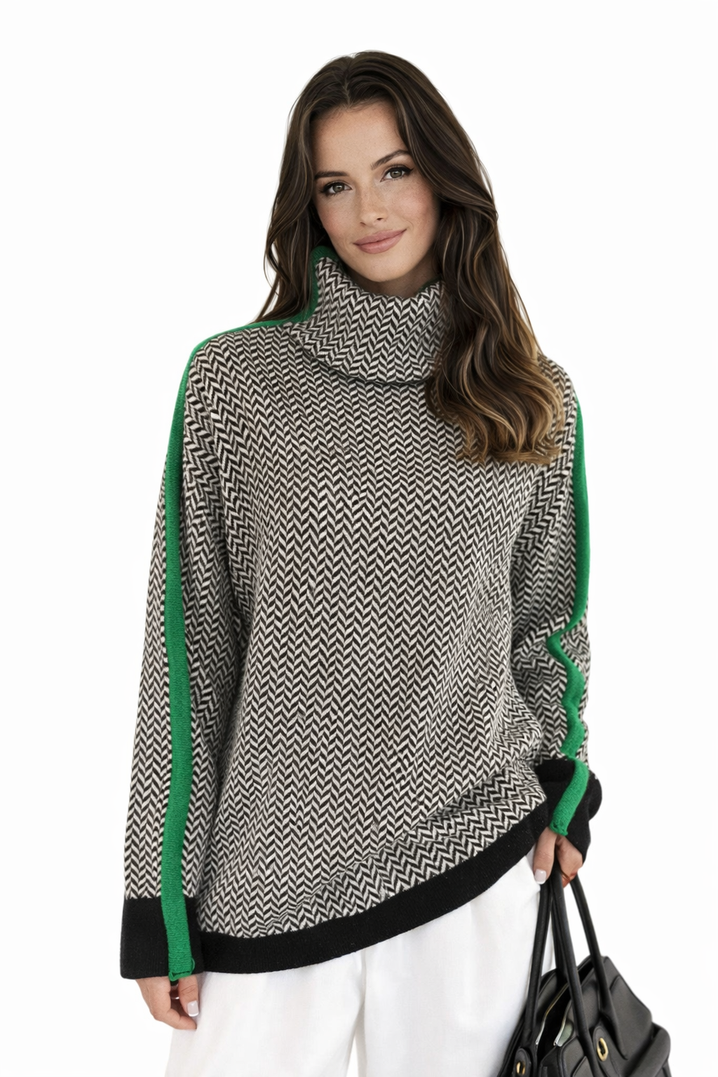 Celia | Jersey de Cuello Alto con Detalles en Contraste