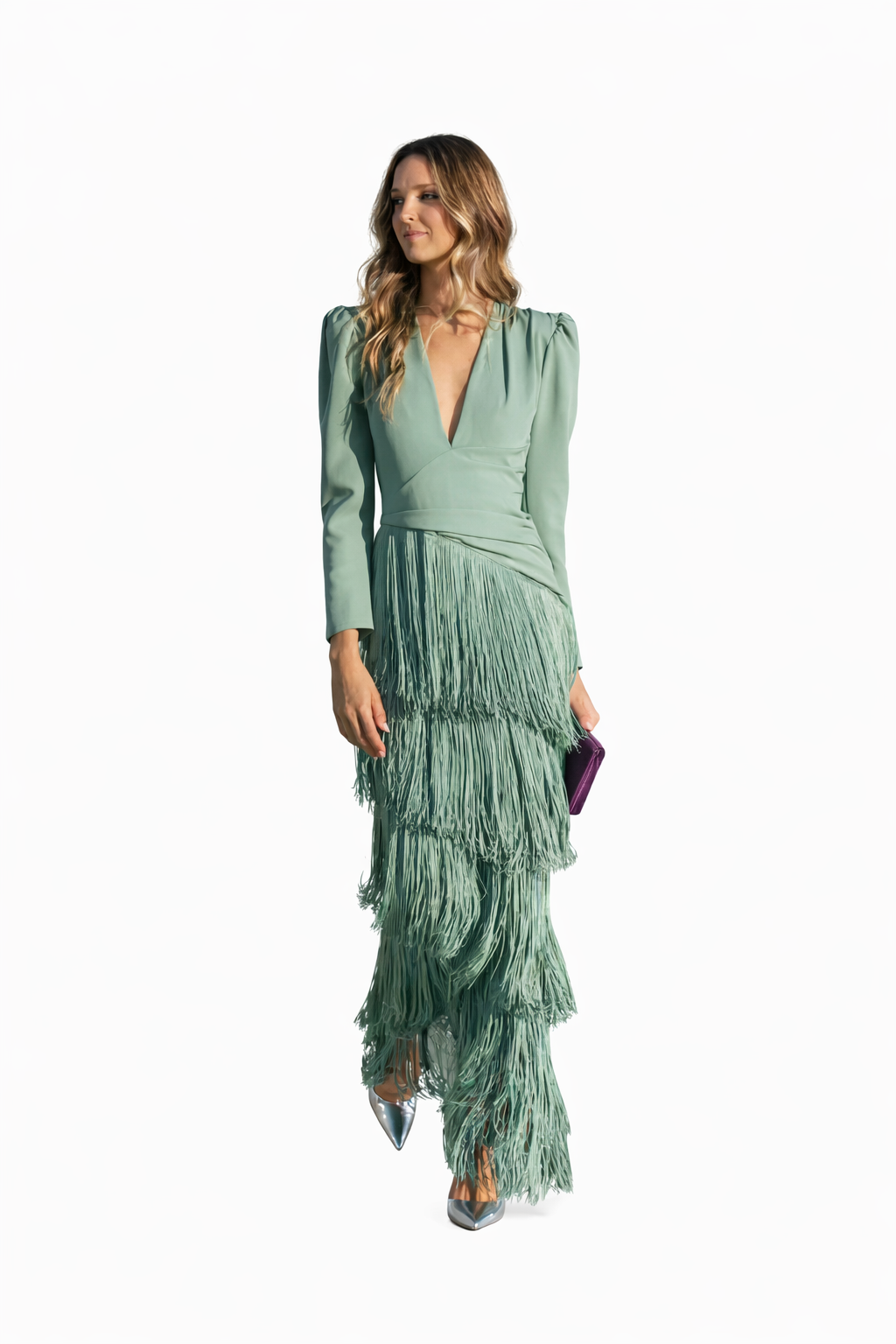 Clara | Vestido elegante con mangas de flecos