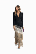 Clara | Vestido elegante con mangas de flecos