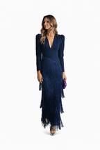 Clara | Vestido elegante con mangas de flecos