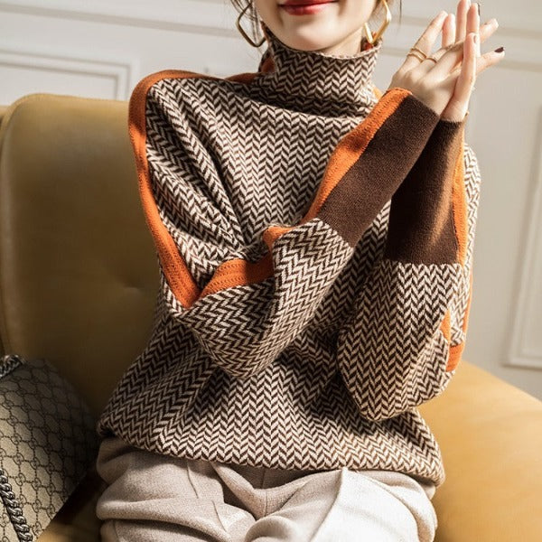 Celia | Jersey de Cuello Alto con Detalles en Contraste