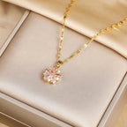 Collar Romántico «Sakura rosa» de Acero Inoxidable