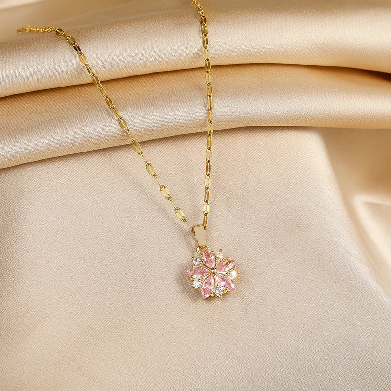 Collar Romántico «Sakura rosa» de Acero Inoxidable