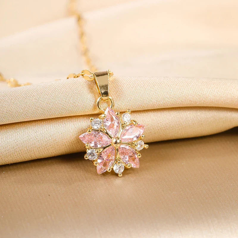 Collar Romántico «Sakura rosa» de Acero Inoxidable