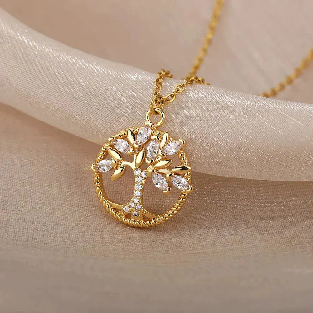 Collar «Árbol de la vida» de Oro con Circonitas