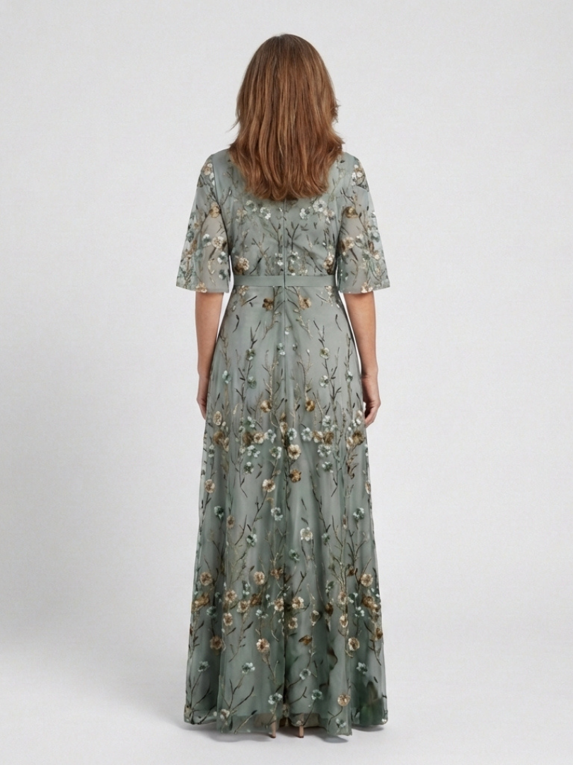 Malena | Vestido Largo de Flores con Cuello en V
