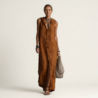 Mirabell | Vestido Largo sin Mangas de Lino, con Capucha y Botones en la Parte Delantera