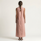 Mirabell | Vestido Largo sin Mangas de Lino, con Capucha y Botones en la Parte Delantera