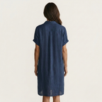 Natalia | Vestido-Camisa Midi de Algodón y Lino con Puños Enrollados