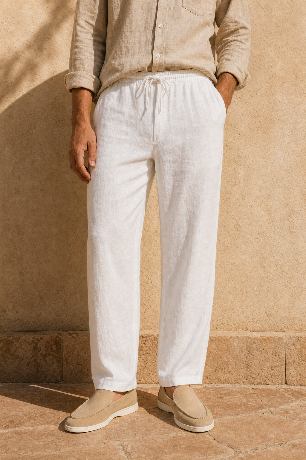 Pantalones Rectos de Lino