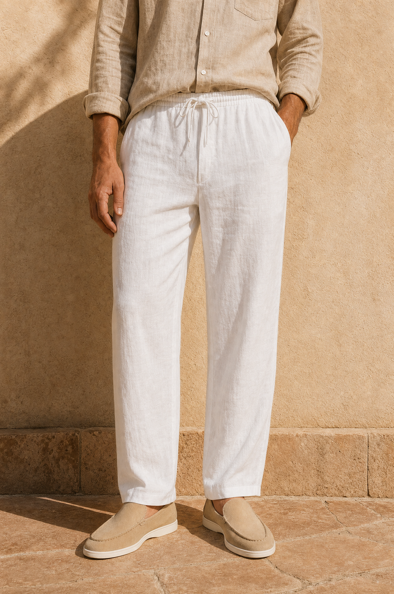 Pantalones Rectos de Lino