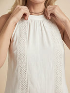 Jimena | Vestido Midi de Lino con Cuello Coreano